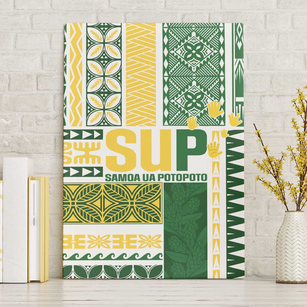 Samoa Uniting Party Canvas Wall Art SUP Est 2025 Siapo Pattern LT14 Without Frame White - Polynesian Pride