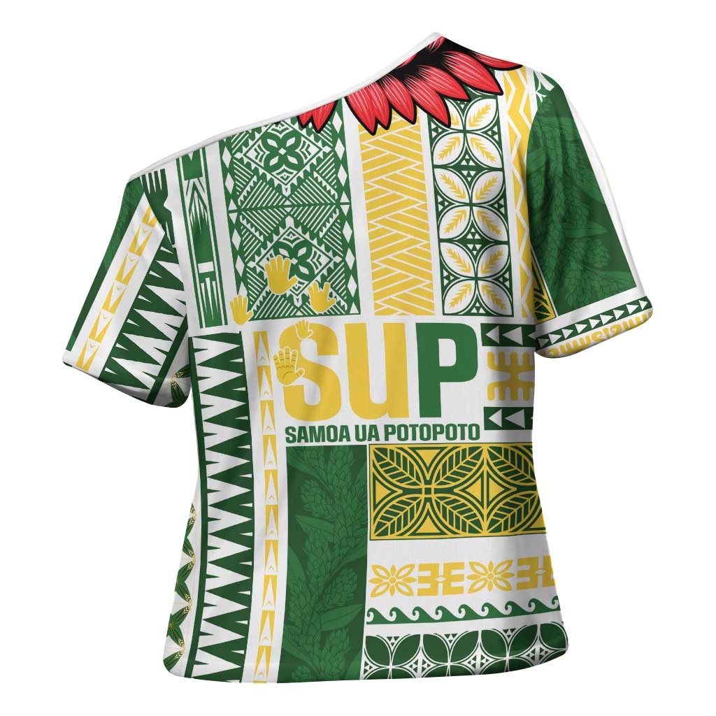Samoa Uniting Party Cross Shoulder Shirt SUP Est 2025 Siapo Pattern LT14 - Polynesian Pride