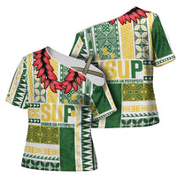 Samoa Uniting Party Cross Shoulder Shirt SUP Est 2025 Siapo Pattern LT14 - Polynesian Pride