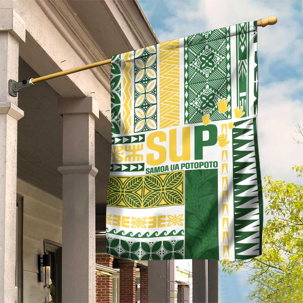 Samoa Uniting Party Garden Flag SUP Est 2025 Siapo Pattern LT14 House Flag White - Polynesian Pride