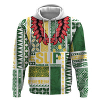 Samoa Uniting Party Hoodie SUP Est 2025 Siapo Pattern LT14 Zip Hoodie White - Polynesian Pride