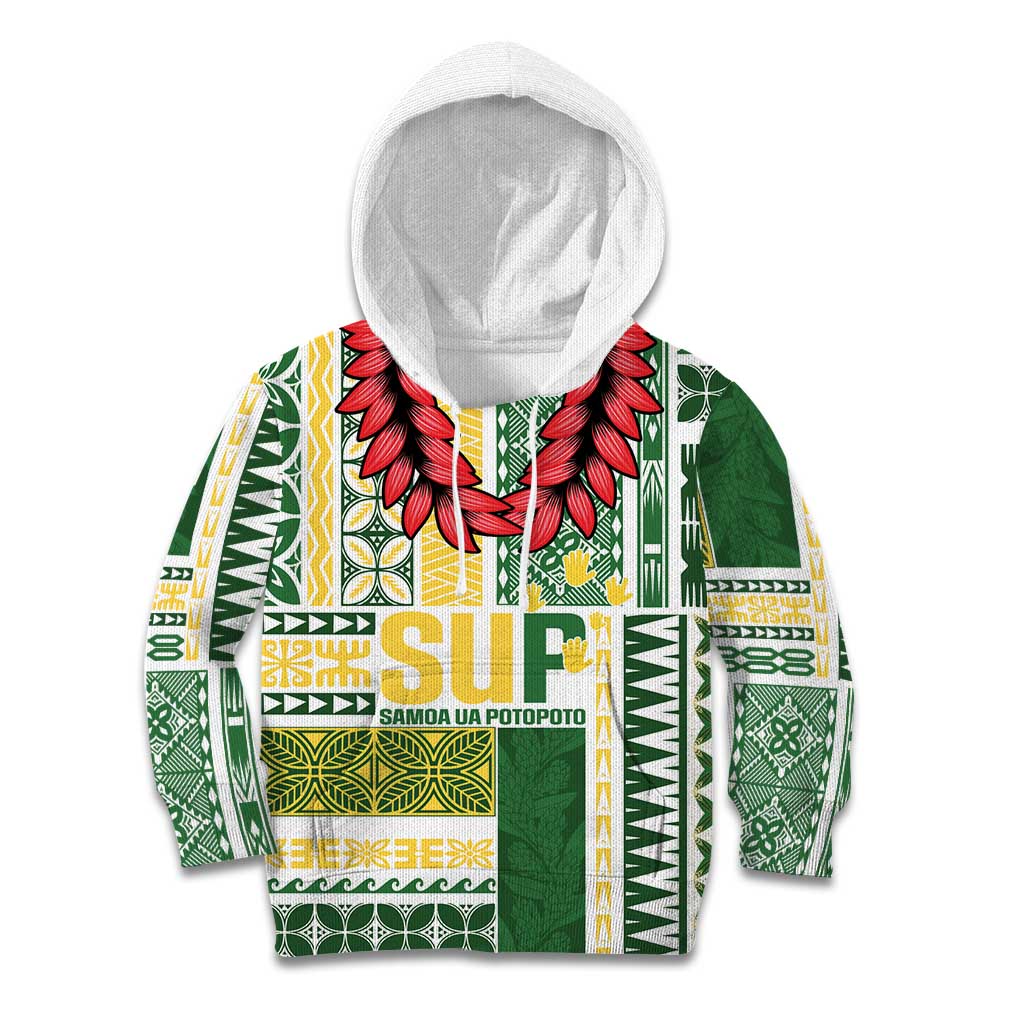 Samoa Uniting Party Kid Hoodie SUP Est 2025 Siapo Pattern LT14 Hoodie White - Polynesian Pride