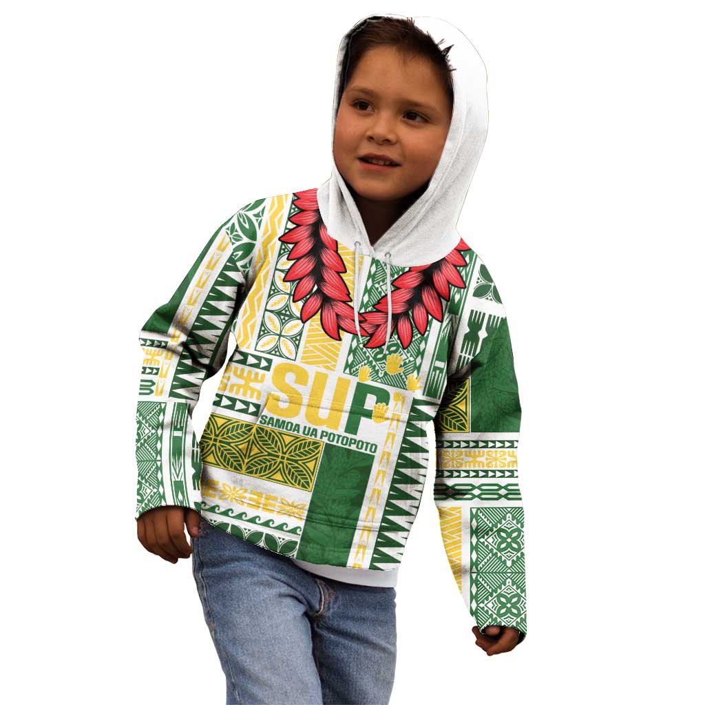 Samoa Uniting Party Kid Hoodie SUP Est 2025 Siapo Pattern LT14 - Polynesian Pride