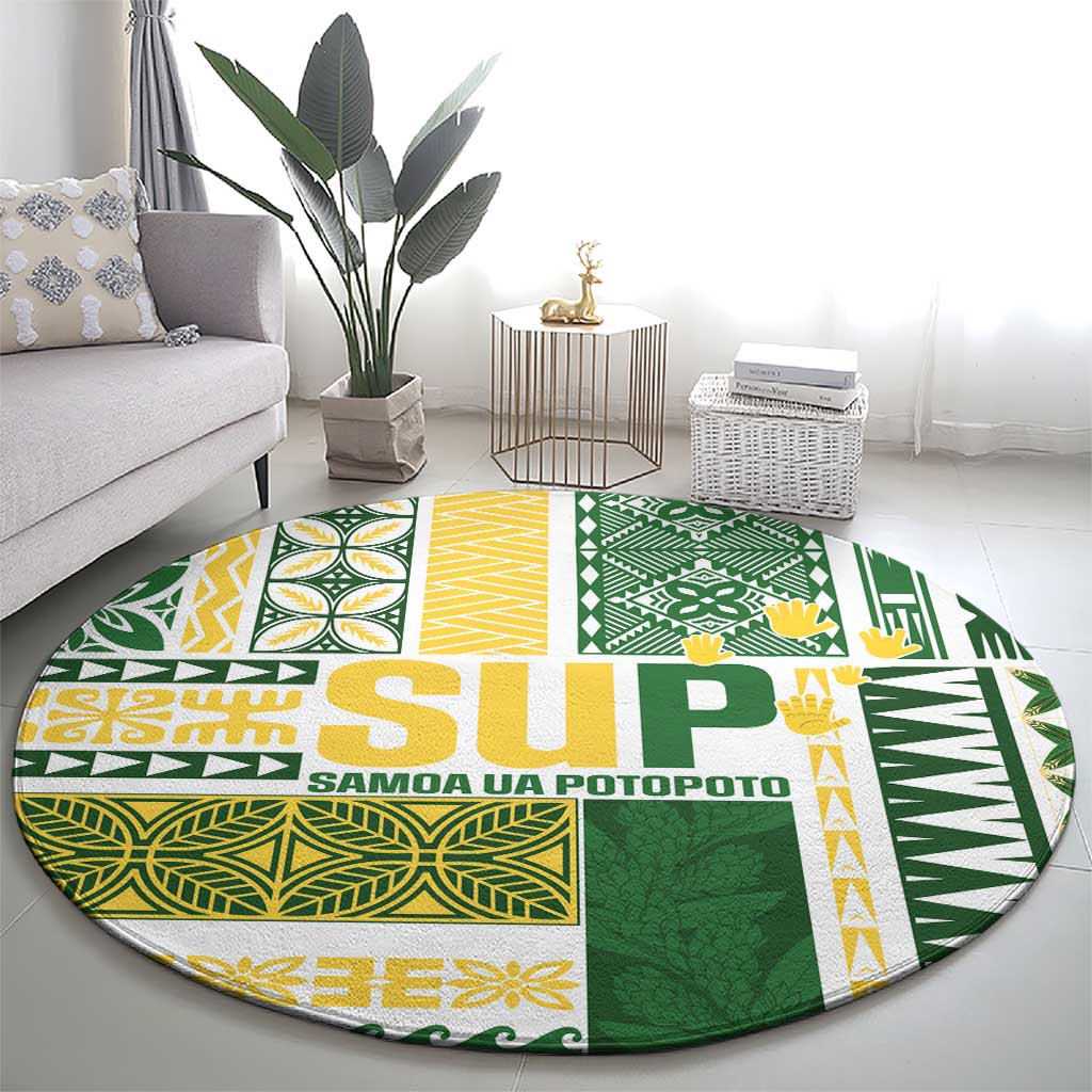 Samoa Uniting Party Round Carpet SUP Est 2025 Siapo Pattern LT14 - Polynesian Pride