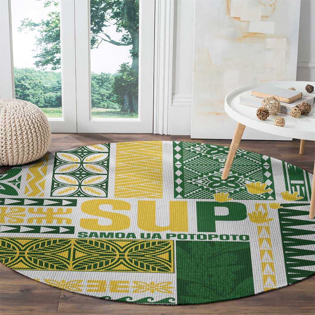 Samoa Uniting Party Round Carpet SUP Est 2025 Siapo Pattern LT14 - Polynesian Pride