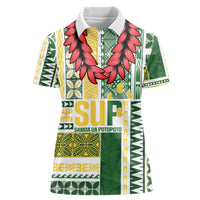 Samoa Uniting Party Women Polo Shirt SUP Est 2025 Siapo Pattern LT14 Female White - Polynesian Pride