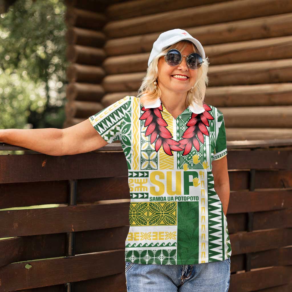 Samoa Uniting Party Women Polo Shirt SUP Est 2025 Siapo Pattern LT14 - Polynesian Pride