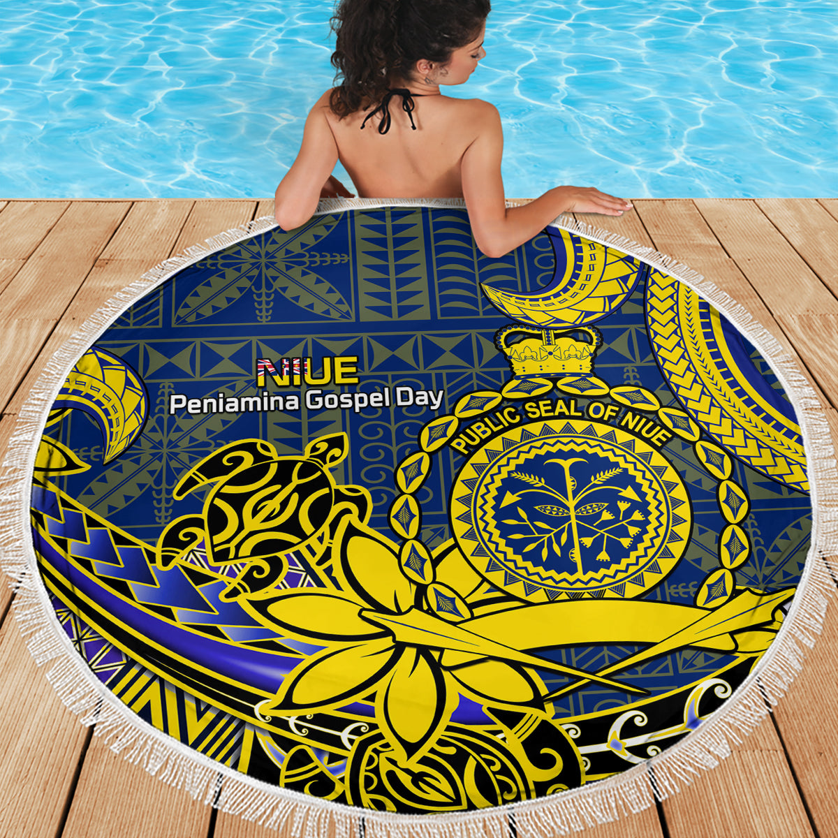 Niue Peniamina Gospel Day Beach Blanket Unique Niean Hiapo LT14 - Wonder Print Shop