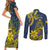 Niue Peniamina Gospel Day Couples Matching Short Sleeve Bodycon Dress and Long Sleeve Button Shirts Unique Niean Hiapo LT14 - Polynesian Pride