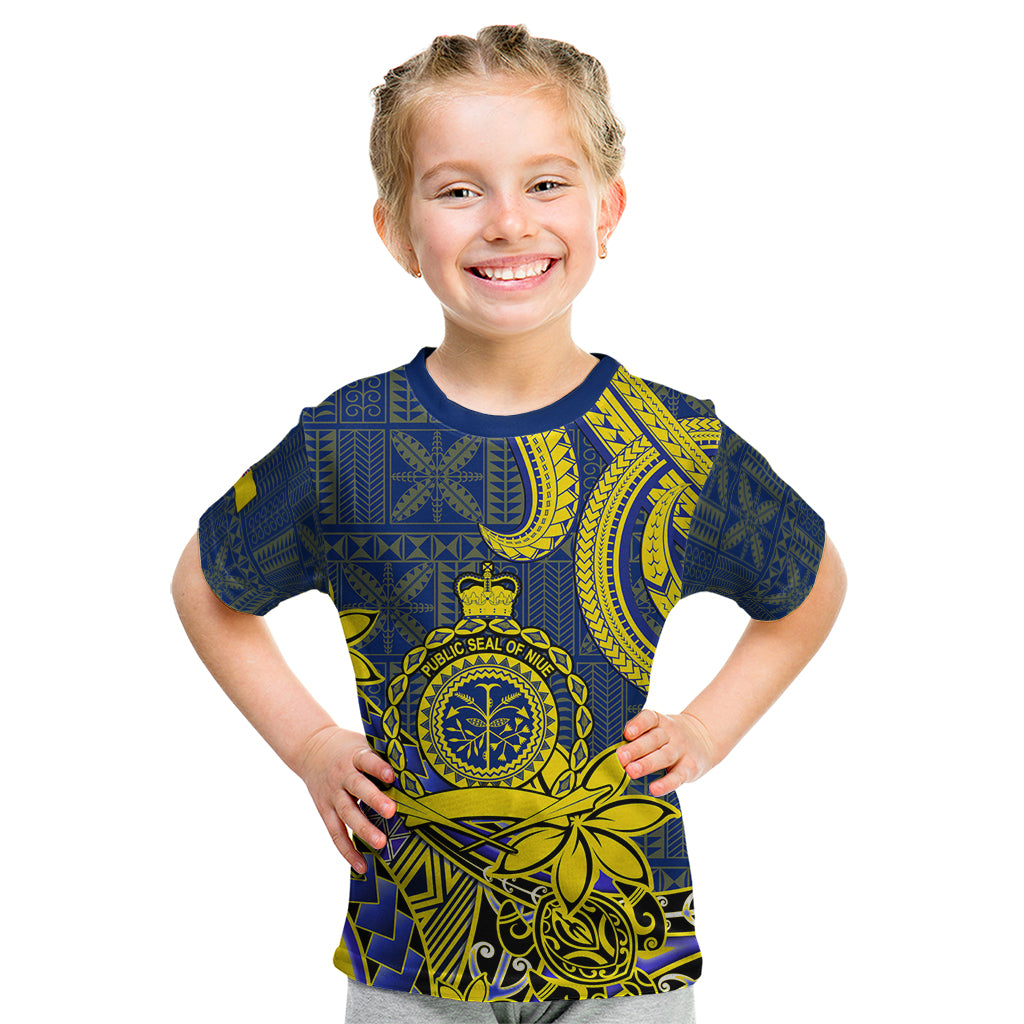 Niue Peniamina Gospel Day Kid T Shirt Unique Niean Hiapo LT14 Blue - Polynesian Pride