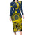 Niue Peniamina Gospel Day Long Sleeve Bodycon Dress Unique Niean Hiapo LT14 Long Dress Blue - Polynesian Pride