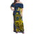 Personalised Niue Peniamina Gospel Day Family Matching Off Shoulder Maxi Dress and Hawaiian Shirt Unique Niean Hiapo LT14 Mom's Dress Blue - Polynesian Pride