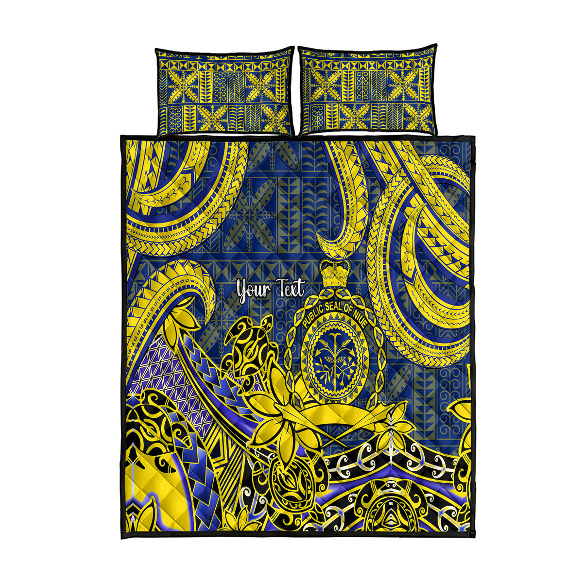 Personalised Niue Peniamina Gospel Day Quilt Bed Set Unique Niean Hiapo LT14 Blue - Polynesian Pride