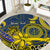 Personalised Niue Peniamina Gospel Day Round Carpet Unique Niean Hiapo LT14 Blue - Polynesian Pride