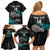 Custom New Zealand Silver Fern Rugby Family Matching Off Shoulder Short Dress and Hawaiian Shirt Pacific 2023 Kia Haka Kiwis With Maori Ta Moko LT14 - Polynesian Pride