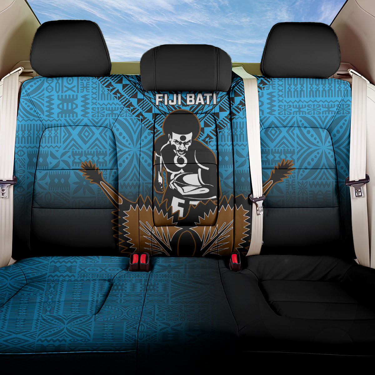 Fiji Tapa Rugby Back Car Seat Cover Pacific 2023 Go Fijian Bati