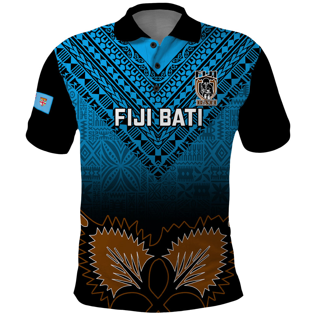 Custom Fiji Tapa Rugby Polo Shirt Pacific 2023 Go Fijian Bati LT14 Blue - Polynesian Pride