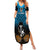 Custom Fiji Tapa Rugby Summer Maxi Dress Pacific 2023 Go Fijian Bati LT14 Women Blue - Polynesian Pride