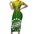 Custom Cook Islands Rugby Family Matching Short Sleeve Bodycon Dress and Hawaiian Shirt Pacific 2023 Go The Kukis LT14 Mom's Dress Green - Polynesian Pride