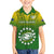 Custom Cook Islands Rugby Family Matching Short Sleeve Bodycon Dress and Hawaiian Shirt Pacific 2023 Go The Kukis LT14 Son's Shirt Green - Polynesian Pride