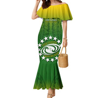 Custom Cook Islands Rugby Mermaid Dress Pacific 2023 Go The Kukis LT14 Women Green - Polynesian Pride