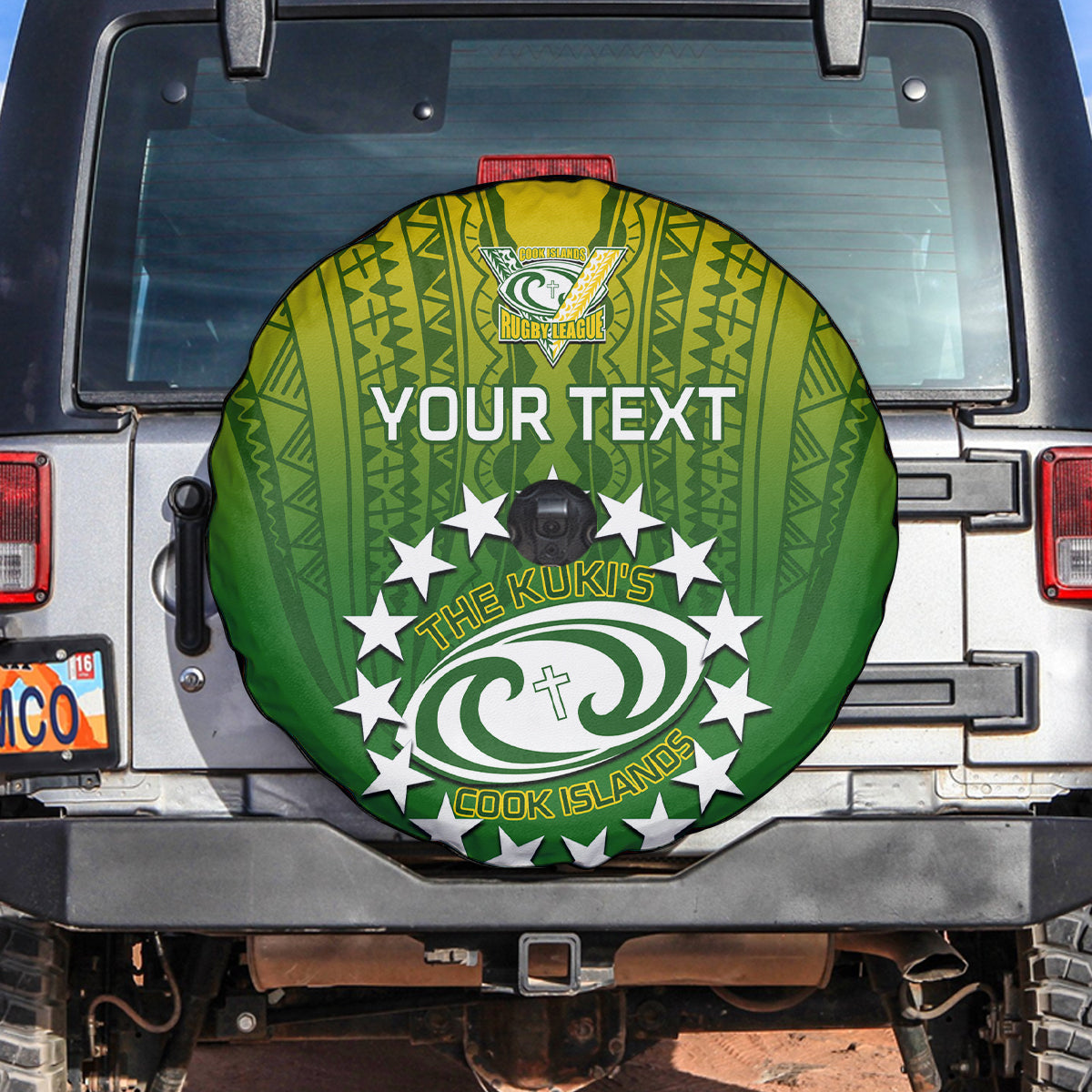 Custom Cook Islands Rugby Spare Tire Cover Pacific 2023 Go The Kukis LT14 - Polynesian Pride