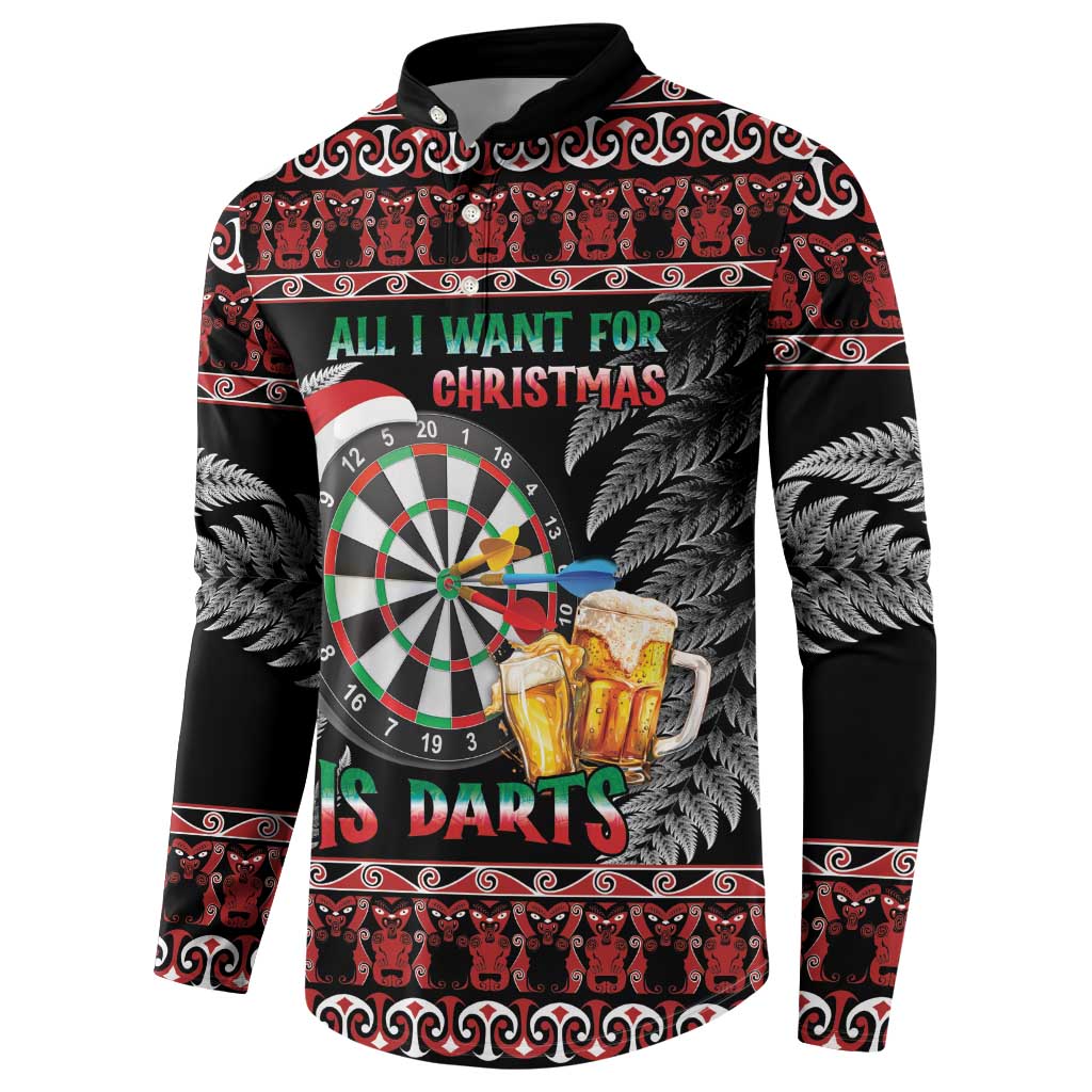 All I Want For Christmas Is Darts New Zealand Button Sweatshirt LT14 - Polynesian Pride