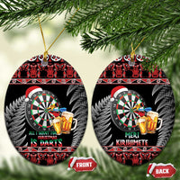 All I Want For Christmas Is Darts New Zealand Ceramic Ornament LT14 Oval Black - Polynesian Pride