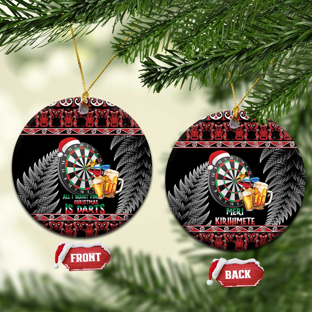 All I Want For Christmas Is Darts New Zealand Ceramic Ornament LT14 Circle Black - Polynesian Pride