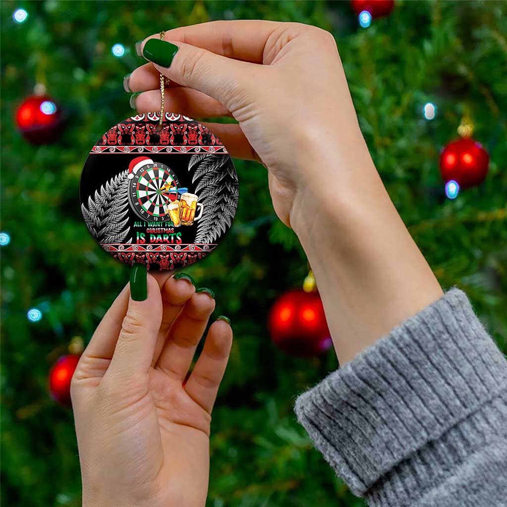 All I Want For Christmas Is Darts New Zealand Ceramic Ornament LT14 - Polynesian Pride