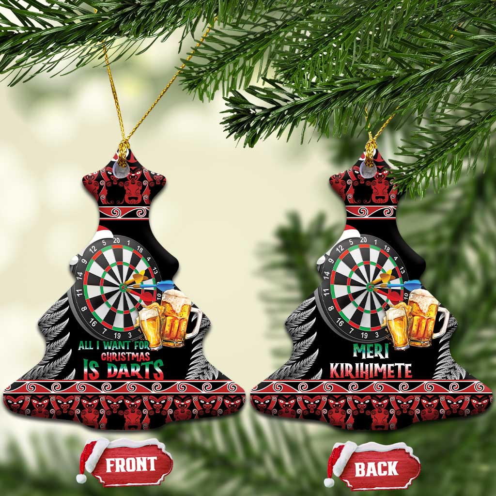 All I Want For Christmas Is Darts New Zealand Ceramic Ornament LT14 Christmas Tree Black - Polynesian Pride