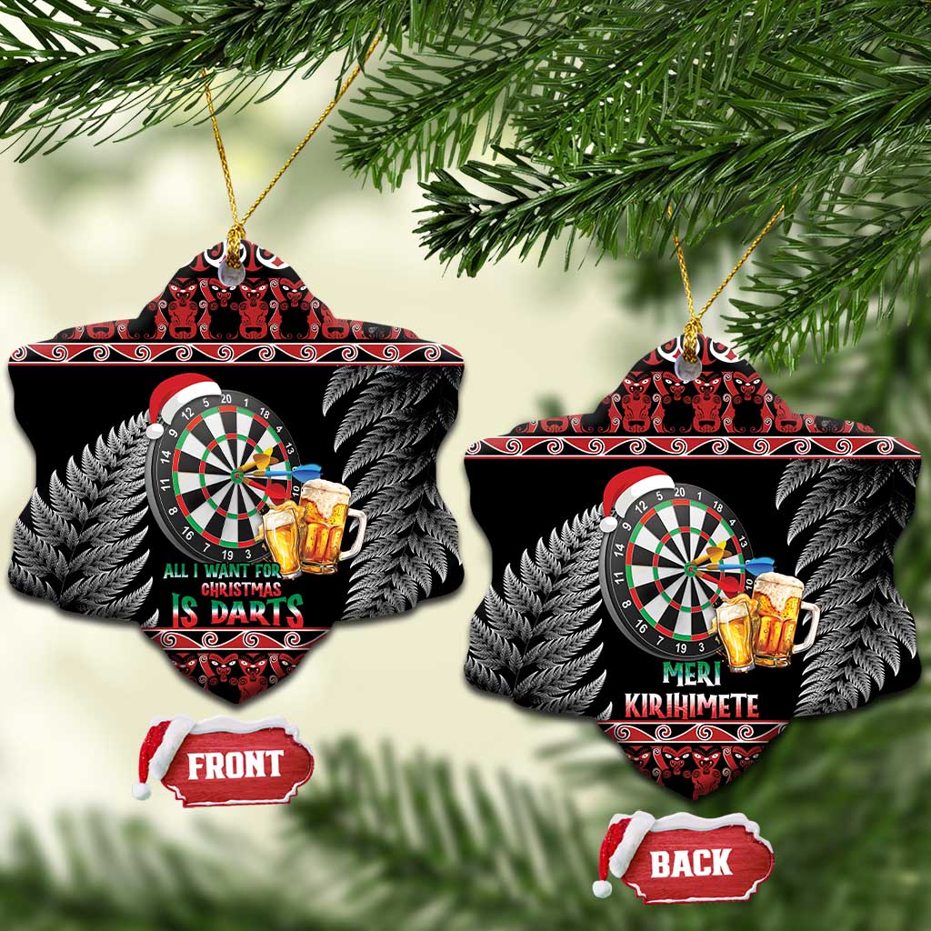 All I Want For Christmas Is Darts New Zealand Ceramic Ornament LT14 Snow Flake Black - Polynesian Pride