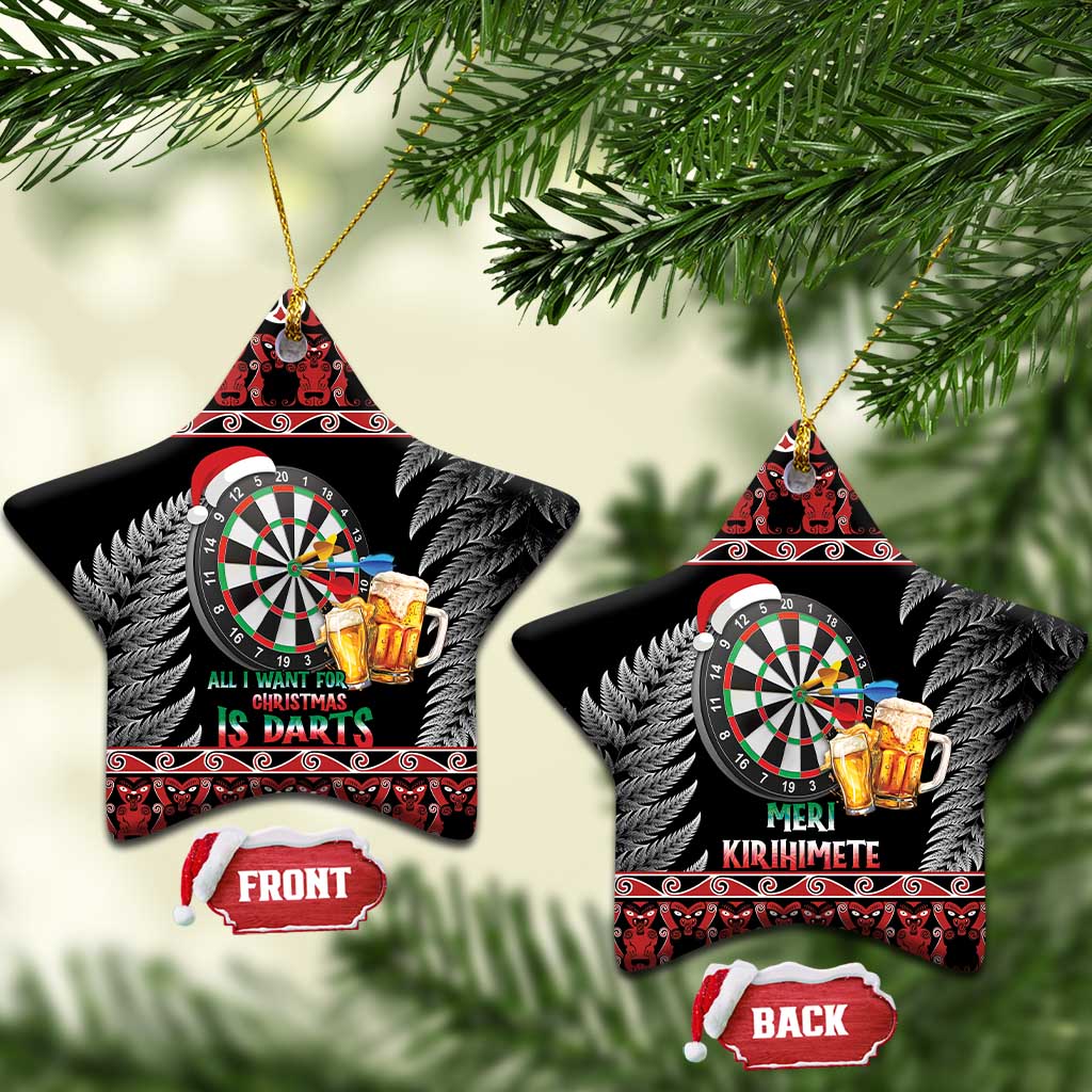 All I Want For Christmas Is Darts New Zealand Ceramic Ornament LT14 Star Black - Polynesian Pride