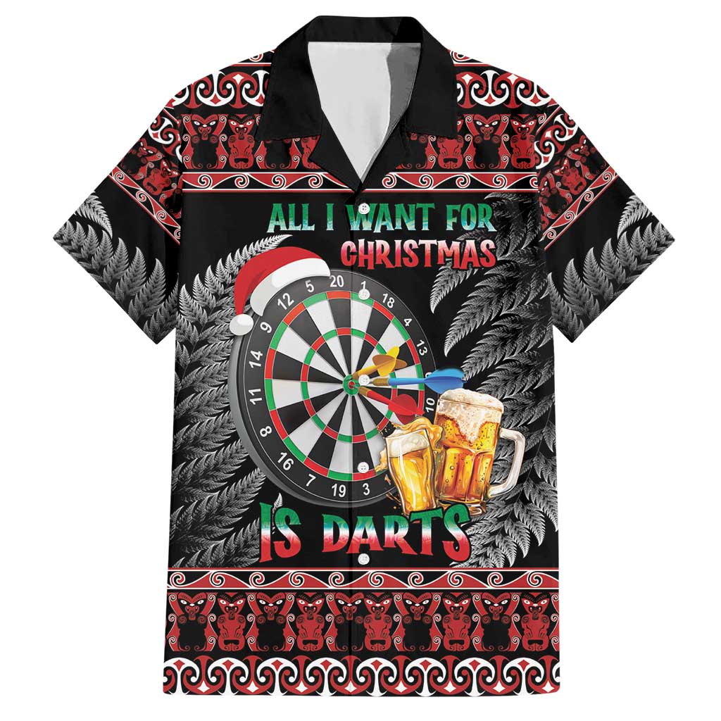 All I Want For Christmas Is Darts New Zealand Hawaiian Shirt LT14 Black - Polynesian Pride