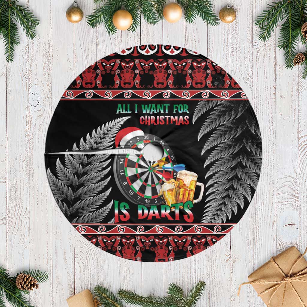 All I Want For Christmas Is Darts New Zealand Tree Skirt LT14 Casual Black - Polynesian Pride