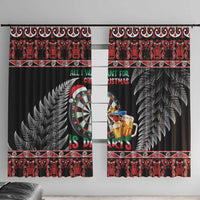 All I Want For Christmas Is Darts New Zealand Window Curtain LT14 With Hooks Black - Polynesian Pride
