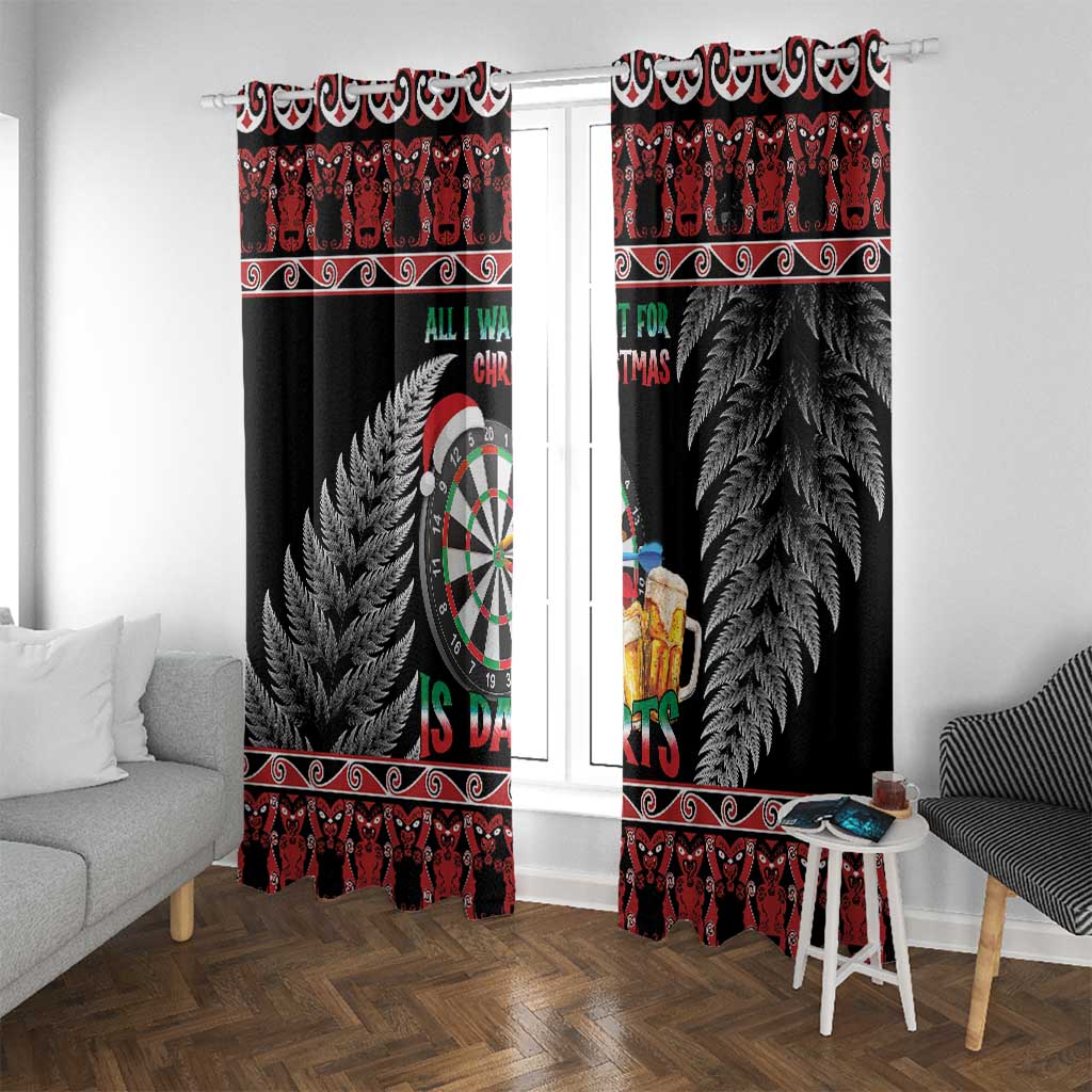 All I Want For Christmas Is Darts New Zealand Window Curtain LT14 With Grommets Black - Polynesian Pride