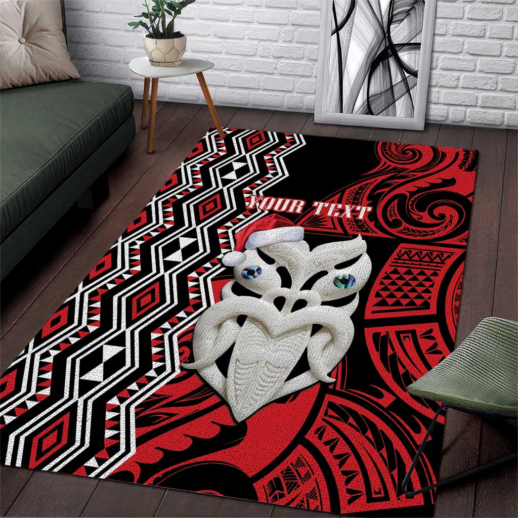 Personalised New Zealand Christmas Area Rug Meri Kirihimete Maori Wheku - Taniko Art