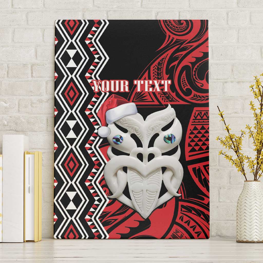 Personalised New Zealand Christmas Canvas Wall Art Meri Kirihimete Maori Wheku - Taniko Art LT14 Without Frame Black - Polynesian Pride