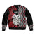 Personalised New Zealand Christmas Sleeve Zip Bomber Jacket Meri Kirihimete Maori Wheku - Taniko Art