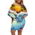 Aloha Hawaii Dolphins Family Matching Off Shoulder Short Dress and Hawaiian Shirt Heart Of The Ocean Tropical Summer Vibes LT14 Mom's Dress Blue - Polynesian Pride