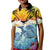 Aloha Hawaii Dolphins Kid Polo Shirt Heart Of The Ocean Tropical Summer Vibes LT14 Kid Blue - Polynesian Pride