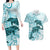 Polynesia Dolphins Couples Matching Long Sleeve Bodycon Dress and Hawaiian Shirt Valentine Day Floral Polynesian - Vintage Dark Cyan LT14 Dark Cyan - Polynesian Pride