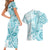 Polynesia Dolphins Couples Matching Short Sleeve Bodycon Dress and Hawaiian Shirt Valentine Day Floral Polynesian - Vintage Dark Cyan LT14 - Polynesian Pride