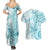 Polynesia Dolphins Couples Matching Summer Maxi Dress and Hawaiian Shirt Valentine Day Floral Polynesian - Vintage Dark Cyan LT14 - Polynesian Pride