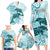 Polynesia Dolphins Family Matching Long Sleeve Bodycon Dress and Hawaiian Shirt Valentine Day Floral Polynesian - Vintage Dark Cyan LT14 - Polynesian Pride