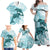 Polynesia Dolphins Family Matching Off Shoulder Maxi Dress and Hawaiian Shirt Valentine Day Floral Polynesian - Vintage Dark Cyan LT14 - Polynesian Pride