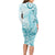 Polynesia Dolphins Long Sleeve Bodycon Dress Valentine Day Floral Polynesian - Vintage Dark Cyan LT14 - Polynesian Pride