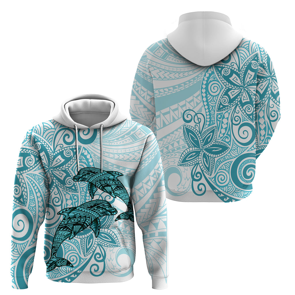 Polynesia Dolphins Zip Hoodie Valentine Day Floral Polynesian - Vintage Dark Cyan LT14 - Polynesian Pride