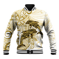 Polynesia Dolphins Baseball Jacket Valentine Day Floral Polynesian - Vintage Brown LT14 Unisex Brown - Polynesian Pride
